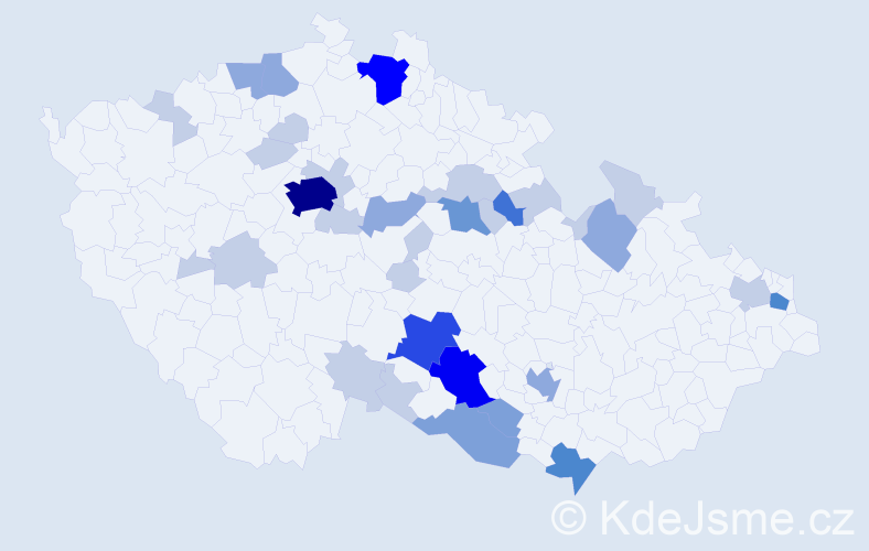 Příjmení: 'Kainová', počet výskytů 88 v celé ČR