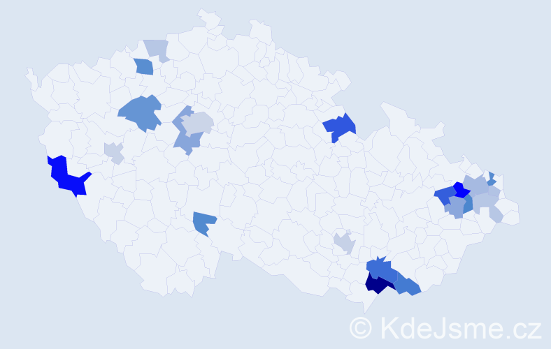 Příjmení: 'Stanček', počet výskytů 46 v celé ČR