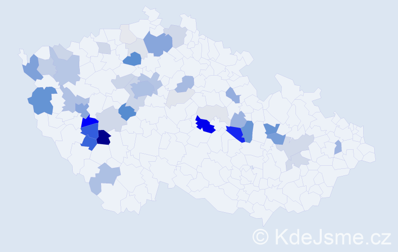 Příjmení: 'Pechr', počet výskytů 169 v celé ČR
