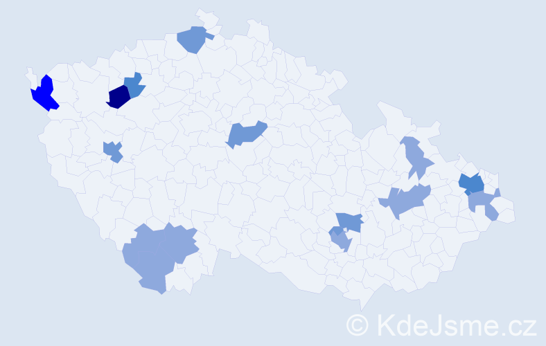 Příjmení: 'Vavríková', počet výskytů 34 v celé ČR