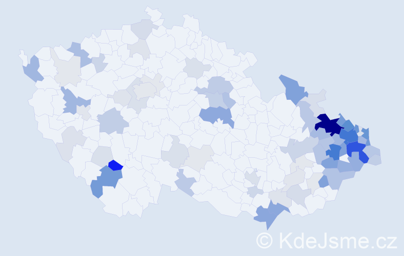 Příjmení: 'Žurková', počet výskytů 299 v celé ČR