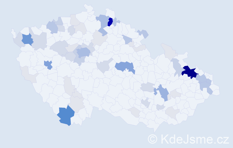 Příjmení: 'Čarný', počet výskytů 207 v celé ČR