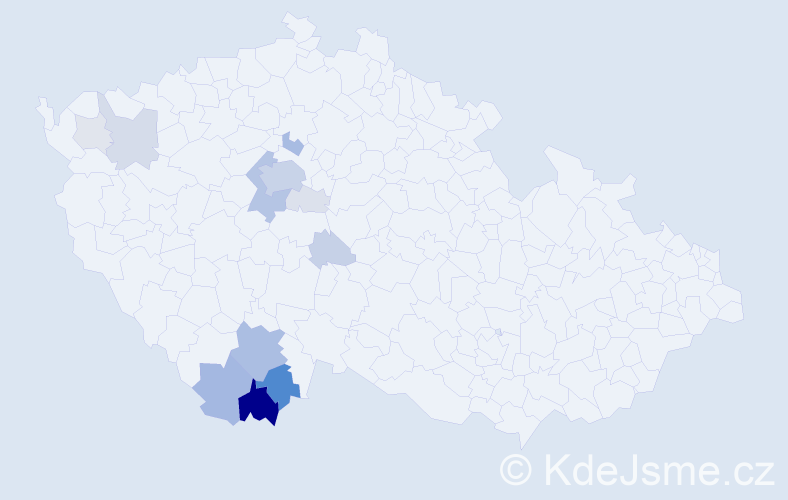 Příjmení: 'Crkvová', počet výskytů 60 v celé ČR