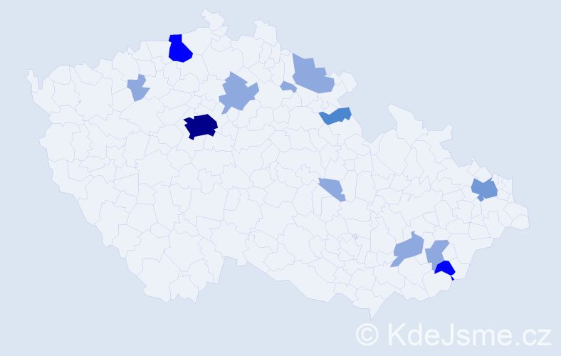 Příjmení: 'Domorádová', počet výskytů 27 v celé ČR