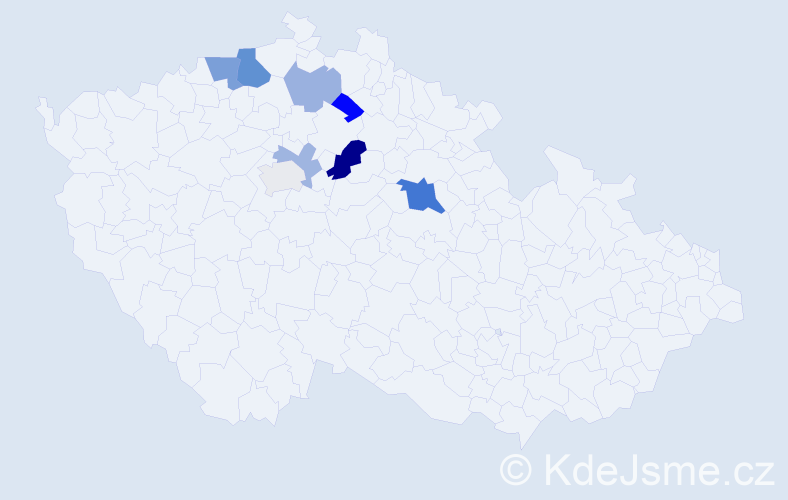 Příjmení: 'Trejdl', počet výskytů 16 v celé ČR