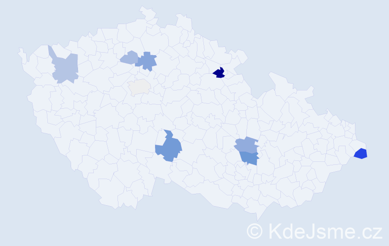 Příjmení: 'Kudri', počet výskytů 22 v celé ČR