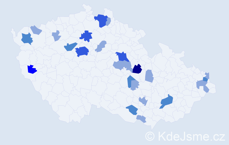 Příjmení: 'Sekerešová', počet výskytů 44 v celé ČR