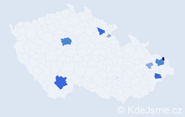 Příjmení: 'Wolek', počet výskytů 27 v celé ČR