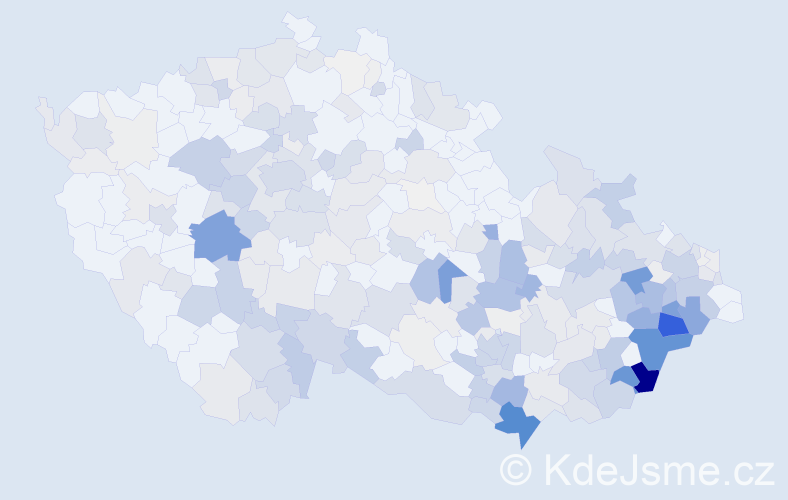 Příjmení: 'Trčka', počet výskytů 1274 v celé ČR