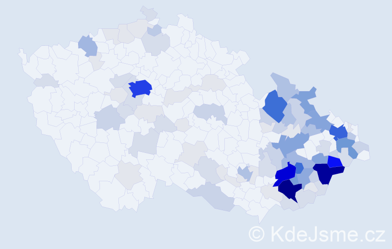 Příjmení: 'Měrka', počet výskytů 419 v celé ČR