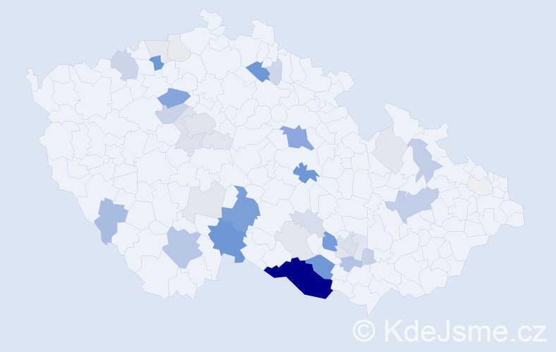 Příjmení: 'Tunková', počet výskytů 155 v celé ČR
