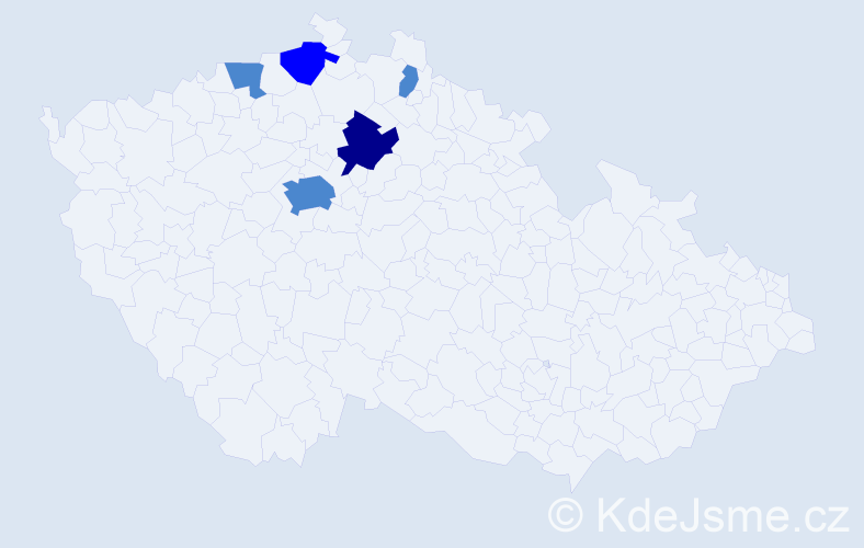 Příjmení: 'Treglová', počet výskytů 8 v celé ČR