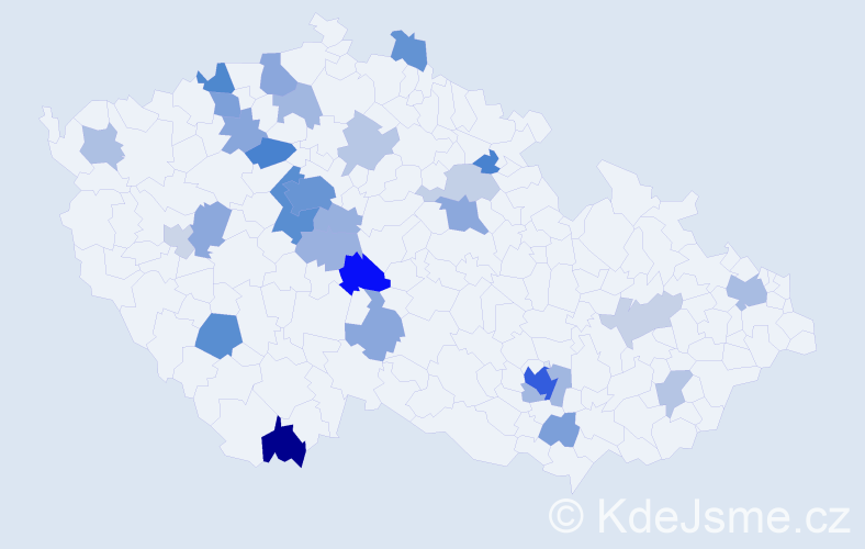Příjmení: 'Kolev', počet výskytů 78 v celé ČR