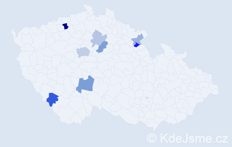 Příjmení: 'Merbs', počet výskytů 15 v celé ČR