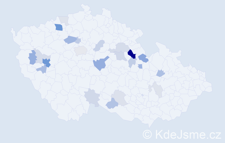 Příjmení: 'Hebr', počet výskytů 59 v celé ČR
