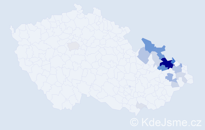 Příjmení: 'Prejda', počet výskytů 74 v celé ČR