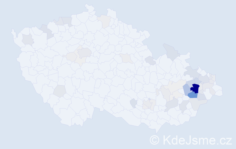 Příjmení: 'Hub', počet výskytů 224 v celé ČR