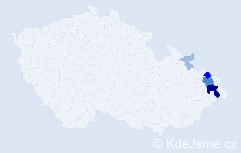 Příjmení: 'Zajaczová', počet výskytů 10 v celé ČR