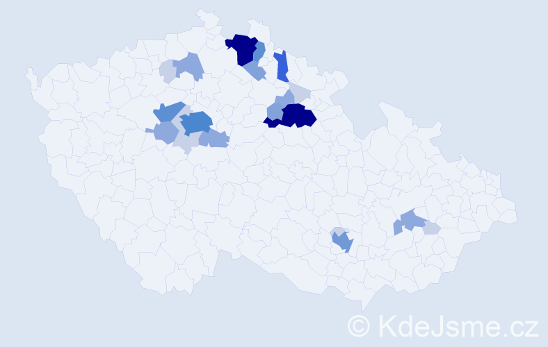 Příjmení: 'Drešerová', počet výskytů 72 v celé ČR