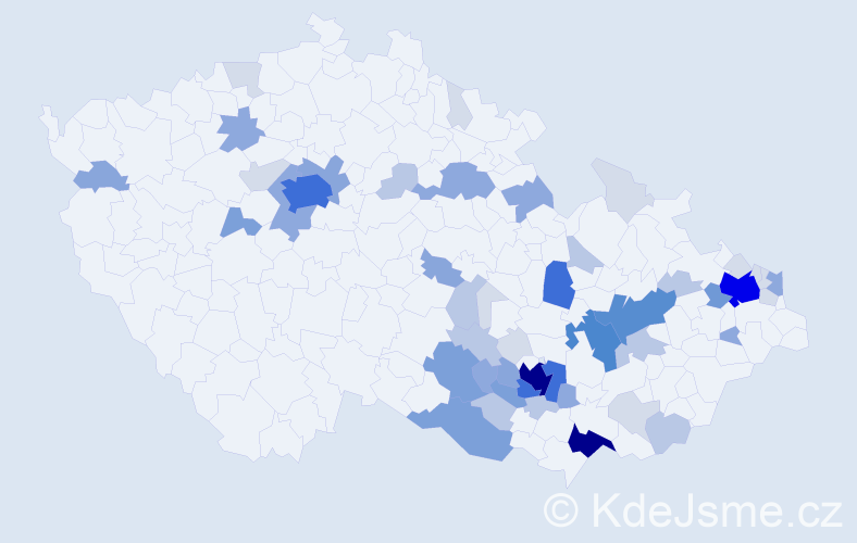 Příjmení: 'Čechovská', počet výskytů 193 v celé ČR