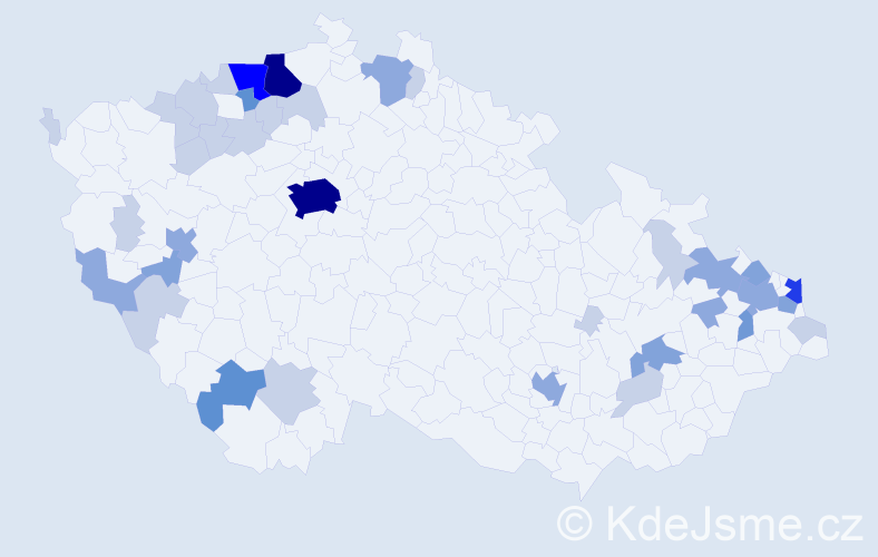 Příjmení: 'Sendrei', počet výskytů 98 v celé ČR