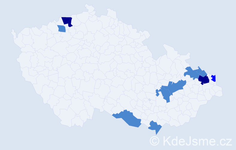 Příjmení: 'Kubištík', počet výskytů 16 v celé ČR