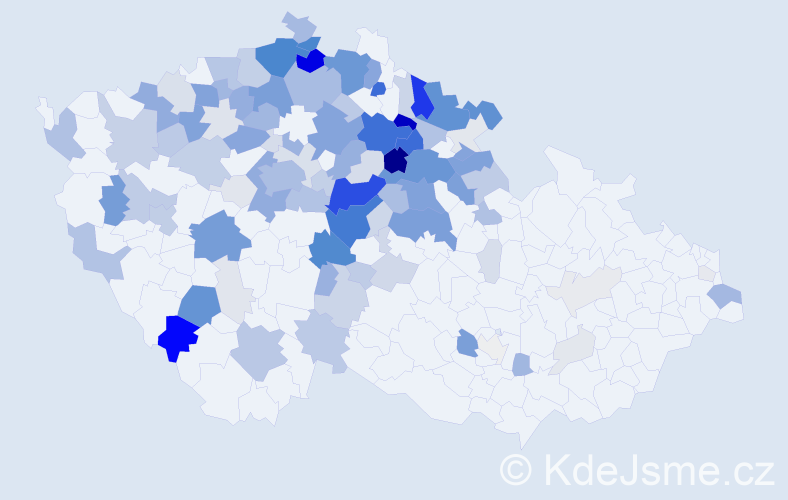 Příjmení: 'Kout', počet výskytů 507 v celé ČR