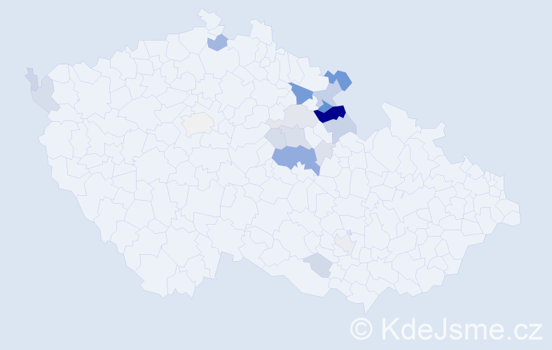 Příjmení: 'Prázová', počet výskytů 61 v celé ČR