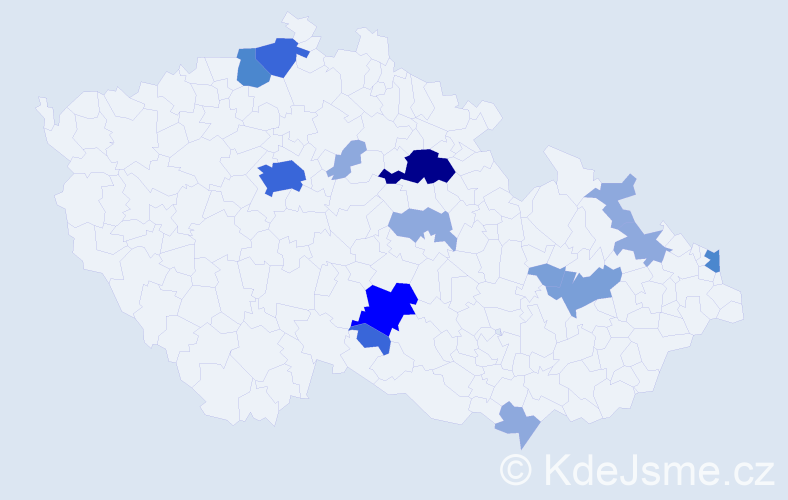 Příjmení: 'Bulák', počet výskytů 39 v celé ČR