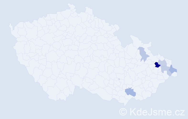 Příjmení: 'Nedveis', počet výskytů 18 v celé ČR