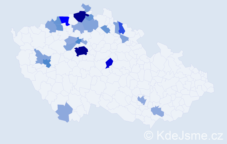 Příjmení: 'Chleborád', počet výskytů 74 v celé ČR