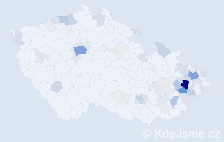 Příjmení: 'Hubová', počet výskytů 273 v celé ČR