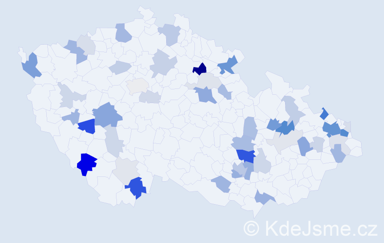 Příjmení: 'Bohuš', počet výskytů 129 v celé ČR