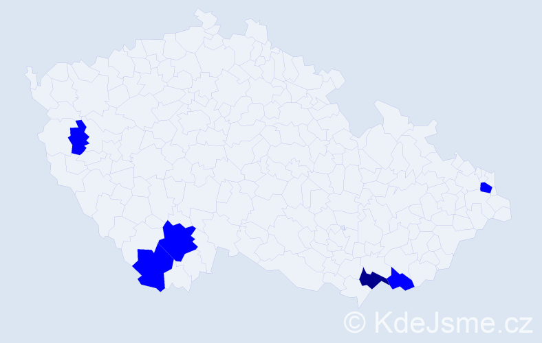 Příjmení: 'Kucsara', počet výskytů 7 v celé ČR