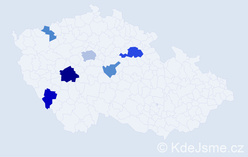 Příjmení: 'Kyzr', počet výskytů 13 v celé ČR