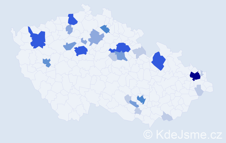 Příjmení: 'Szalay', počet výskytů 76 v celé ČR