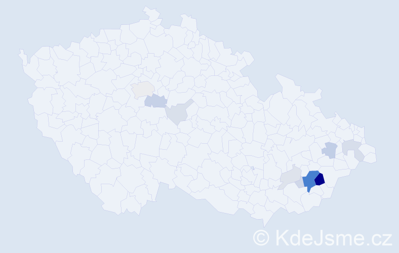Příjmení: 'Mahďáková', počet výskytů 38 v celé ČR