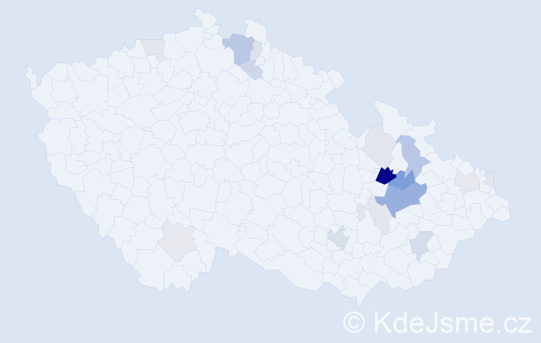 Příjmení: 'Frömelová', počet výskytů 45 v celé ČR