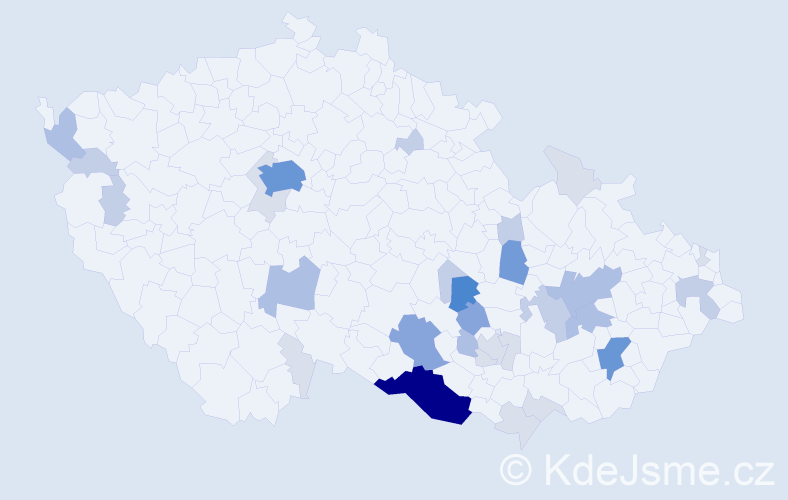 Příjmení: 'Fafílková', počet výskytů 103 v celé ČR