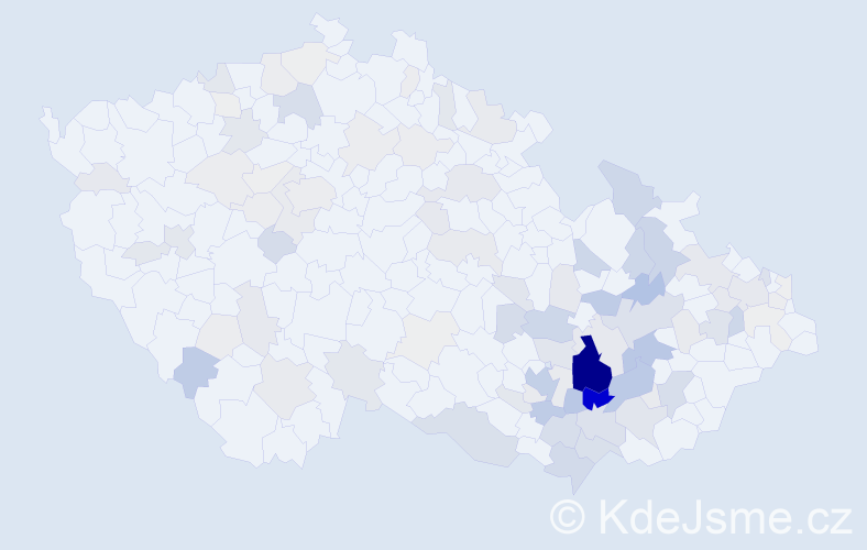 Příjmení: 'Kudlička', počet výskytů 360 v celé ČR