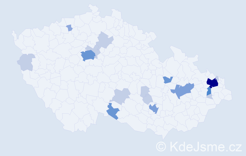 Příjmení: 'Šmelková', počet výskytů 44 v celé ČR