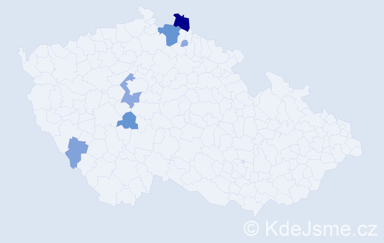 Příjmení: 'Potočová', počet výskytů 18 v celé ČR