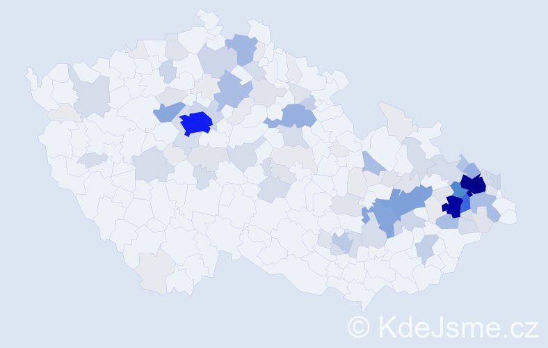 Příjmení: 'Klos', počet výskytů 445 v celé ČR