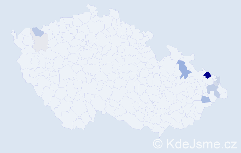 Příjmení: 'Čuraj', počet výskytů 44 v celé ČR