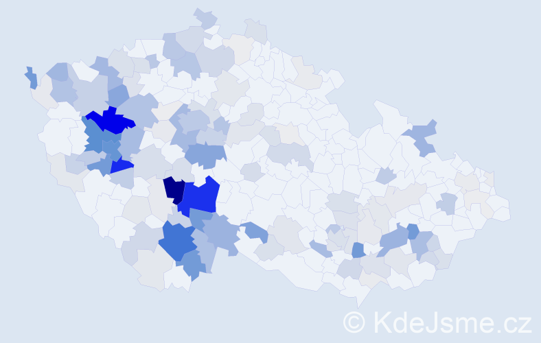 Příjmení: 'Tupý', počet výskytů 513 v celé ČR