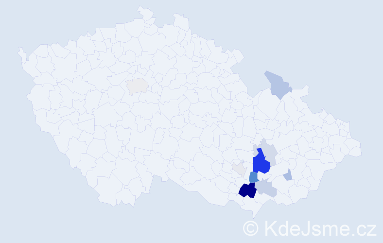 Příjmení: 'Babirádová', počet výskytů 23 v celé ČR