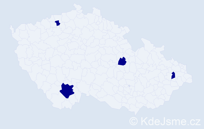 Příjmení: 'Valentín', počet výskytů 4 v celé ČR