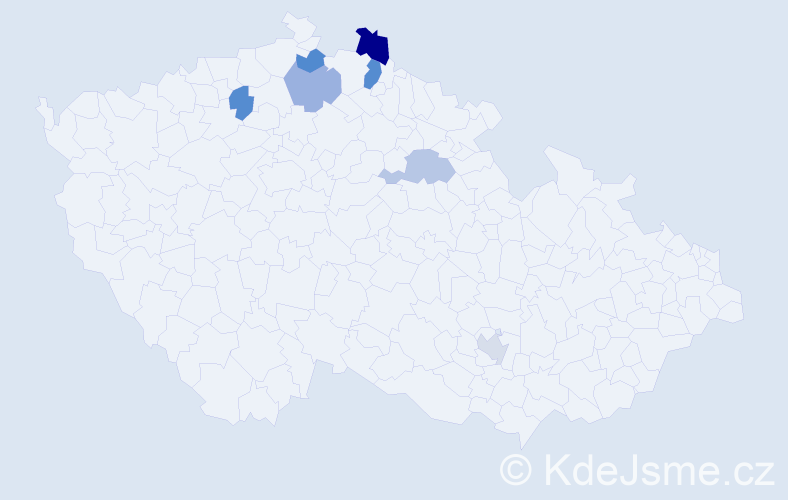 Příjmení: 'Kahanová', počet výskytů 9 v celé ČR