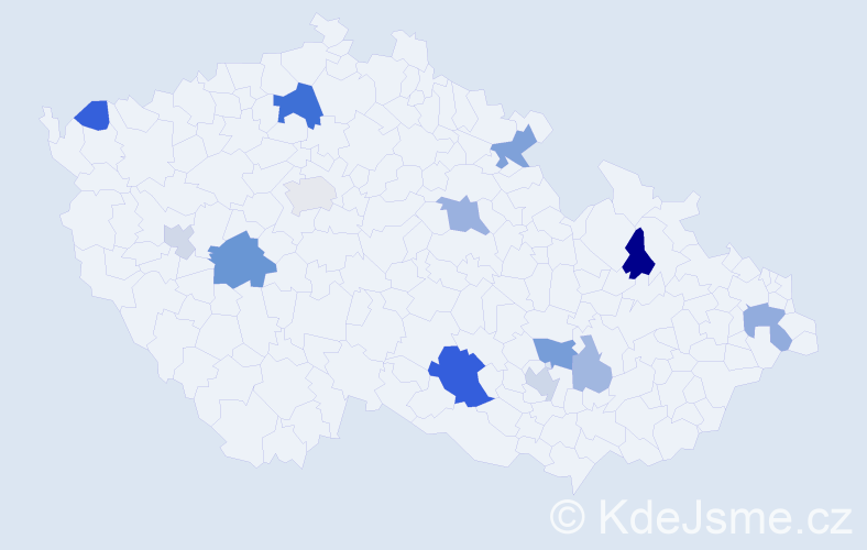 Příjmení: 'Pitor', počet výskytů 29 v celé ČR