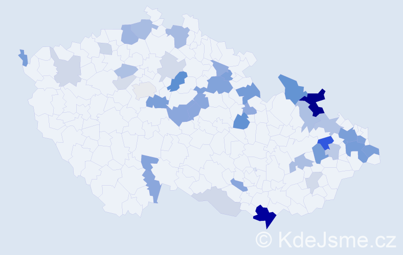 Příjmení: 'Backová', počet výskytů 98 v celé ČR